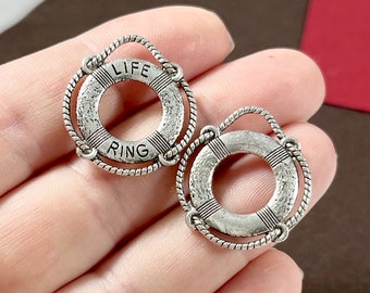 10 Charms, Life Ring, Lifeguard, Boat, Ship, Buoy, Charms 24x22x2mm Hole: 3mm A1B17