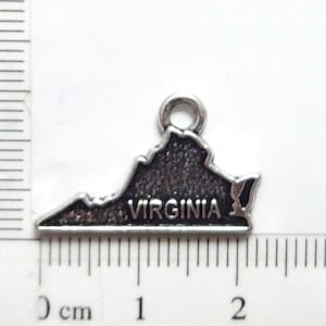 4 Charms, VIRGINIA, USA, State Charm United States of America double sided 22x13.5mm ITEM:AW46 image 3