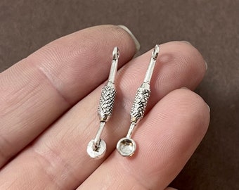 10 Charms, Dentist, Hygienist, Mouth Mirror, Dental Mirror, Medical Exam, Charm 28.5x4x4.5mm, Hole 1.8mm ITEM:BM24