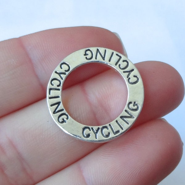 5 Charms, CYCLING, Bicycle, Bike, Circle, Pendants (double sided) 22.5mm