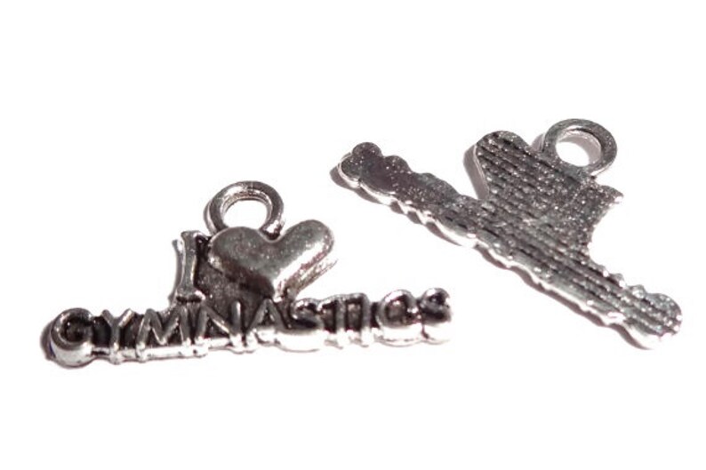 50 BULK I Love heart Gymnastics Charms 20x11mm Etsy