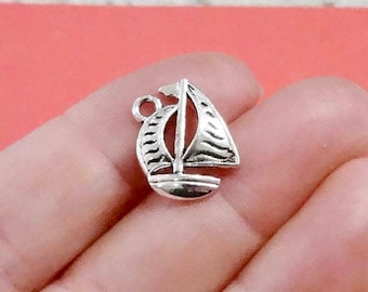 10, Sailboat Charms (double sided) 12x16.5x3mm, Hole:  2mm SH201