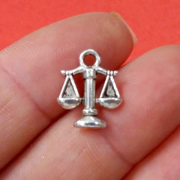 50 BULK Scales of Justice Charms (double sided, puffed) 11.5x14x2mm, Hole:Approx 2mm SH198