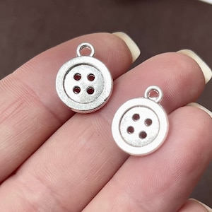 10 Charms, Button, (double sided) Charm 16x12.6x2mm, Hole: 2.5mm SH117