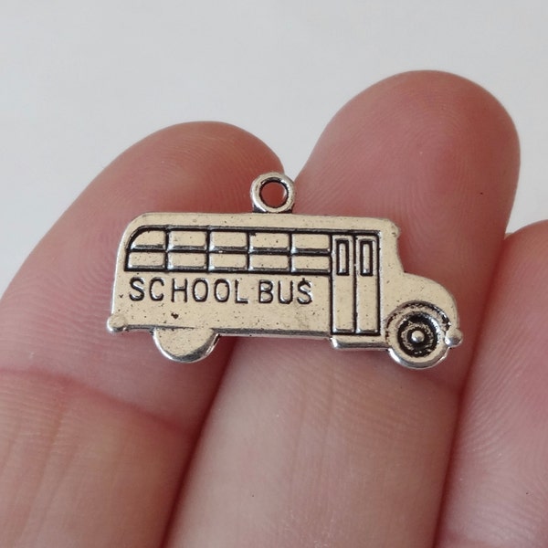 10 Charms, School Bus Charm (double sided) 23X13mm