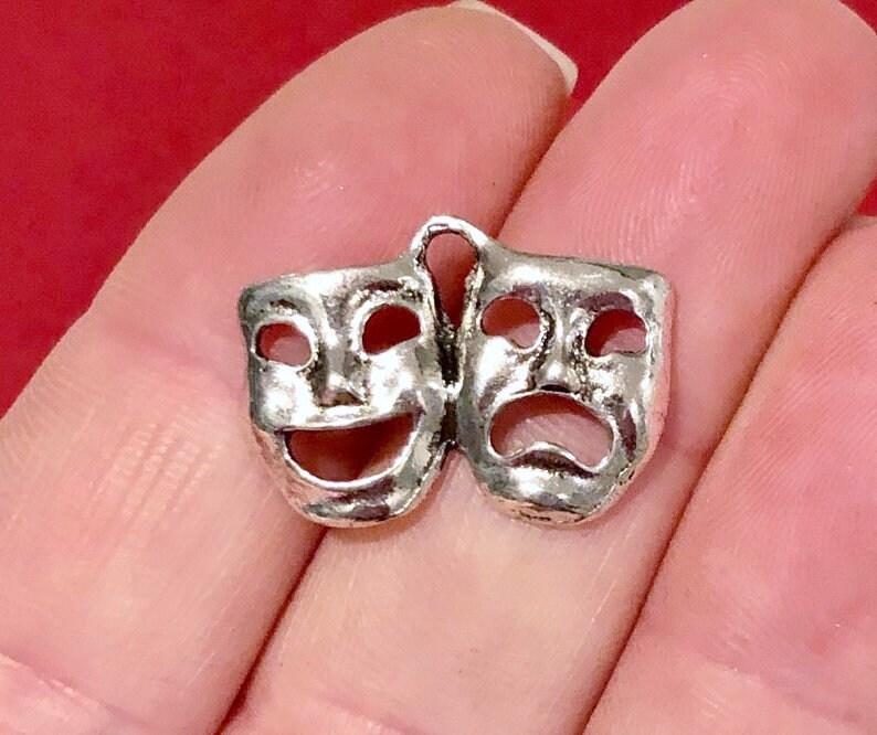 50 Charms, Comedy, Tragedy, Drama, Theater, Mask Charm 22x15x2mm SH520
