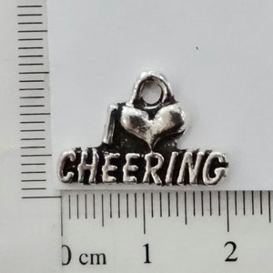 10 Charms, I Heart CHEERING, Love Cheer Leading, Cheerleading, Cheerleader, Cheer Charms 20x16x2mm, Hole Approx 2mm ITEM:AT3 image 3