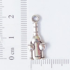 50 BULK Wine Bottle with Glasses Charms 20x8mm ITEM:AR9 image 3