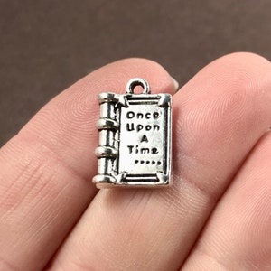 10 or 50 Charms, Book, "Once upon a time", Fairy Tale, Charms 17.5x12x3mm, Hole: 1.5mm SH375