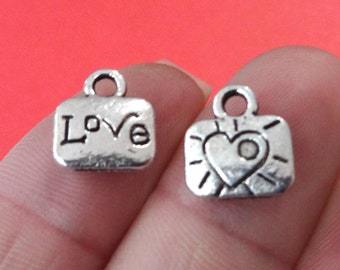 50 Charms, Love, Heart Charms 11x10x3mm hole 2mm IREM:BC1