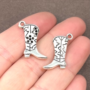 10 or 50 Charms, Boot, Cowboy, Cowgirl, Country, Charms (double sided puffed) 22x14x4mm hole 2mm ITEM:BH13