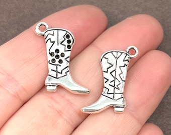 10 Charms, Boot, Cowboy, Cowgirl, Country, Charms (double sided puffed) 22x14x4mm hole 2mm ITEM:BH13