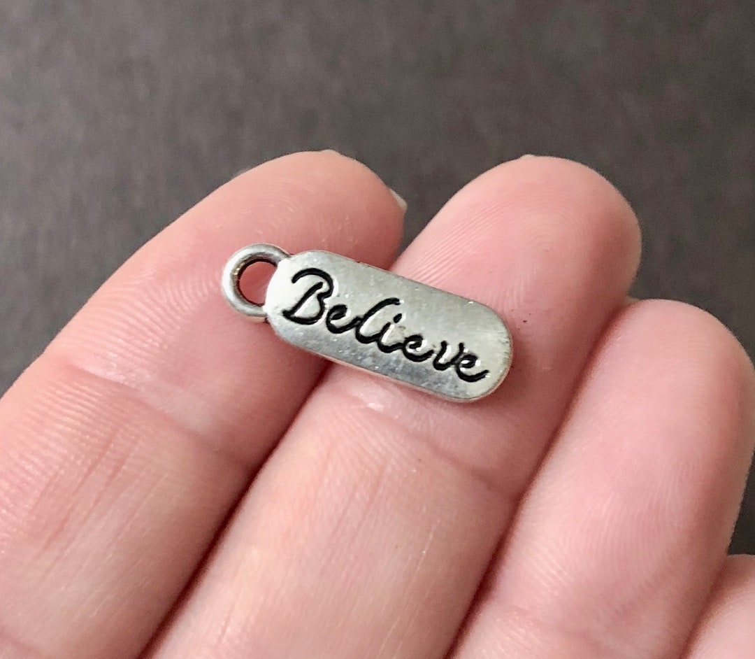 10 Charms, BELIEVE, Tag, Message, 20x7x1.5mm, Hole: 2.5mm - Etsy