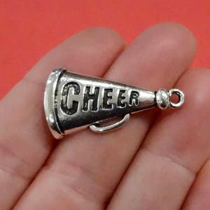 10 Charms, &quot;CHEER&quot; Megaphone, Cheerleader, Charms, Pendants 18x32mm, Hole: 2mm SH199