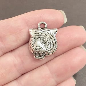 10 Charms, Tiger, Animal, Mascot, Charms, Pendants, 22.3x17x4.5mm, Hole: 3mm