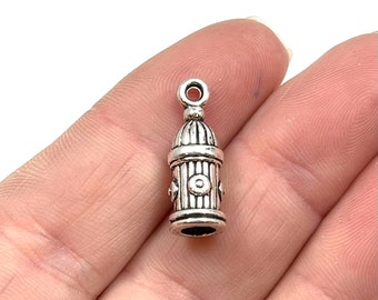 50 Charms, Fire Hydrant, Fireman, FD, Department, Charm 20x7mm hole 1.6mm ITEM:F22