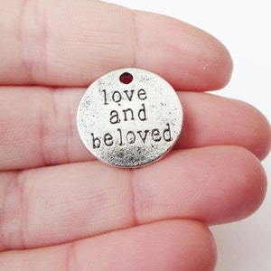 10 Charms, &quot;Love and Beloved&quot;, Message,  Charms 20x20x2mm ITEM:P13