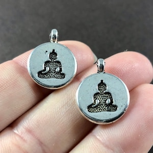 50 Charms, Buddha, (double sided) Charms 19x15x4.5mm, Hole: 2mm