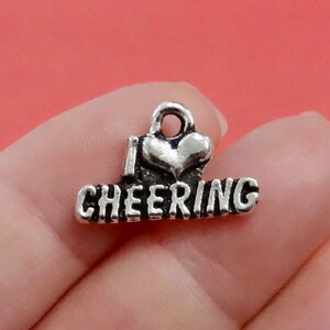 10 Charms, I Heart CHEERING, Love Cheer Leading, Cheerleading, Cheerleader, Cheer Charms 20x16x2mm, Hole Approx 2mm ITEM:AT3 image 1
