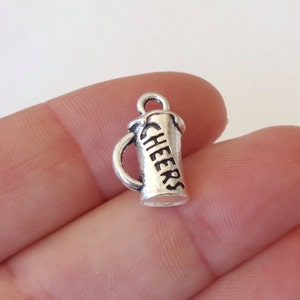 10 Charms, &quot;Cheers&quot; Beer Mug (3D) Charm 10x17x6mm