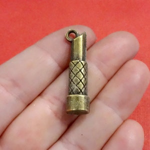 10 Charms, Lipstick, Makeup, Cosmetic Charm 9x34x6mm, Hole Approx. 2.5mm ITEM:BZ16