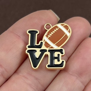 5 Charms, Love Football Charm (approximately) 23.5x22.5x1.5mm, Hole: 2mm