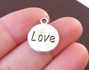 10 Charms,  "LOVE" (double sided) Charm 15x18x3mm ITEM:Q9
