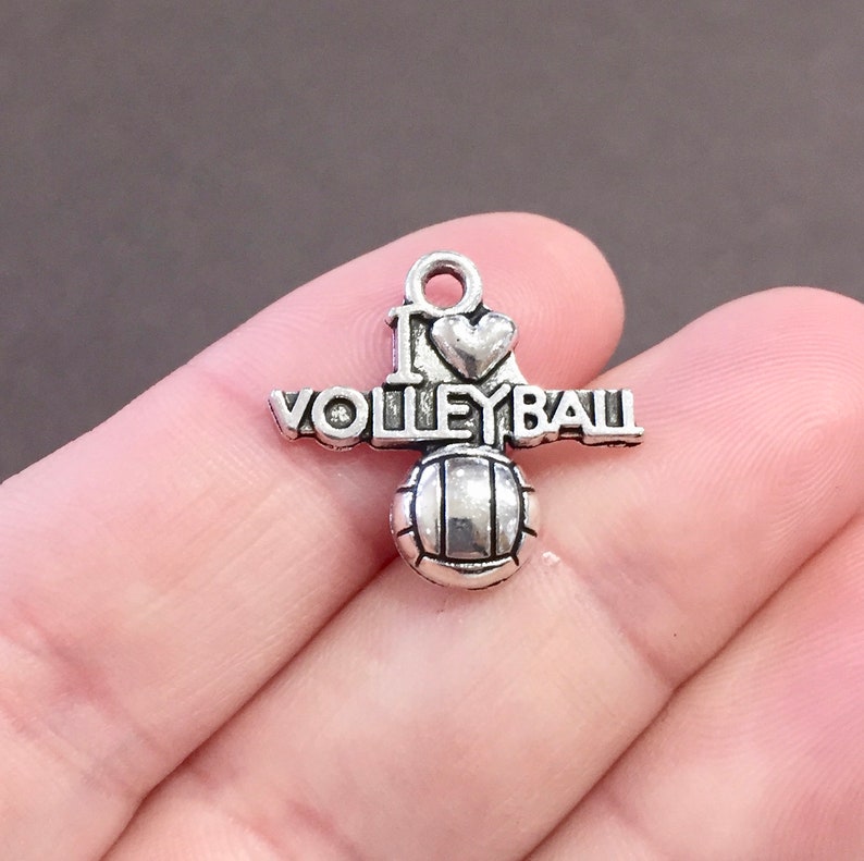 50 Bulk I Love heart Volleyball Sports Charms Etsy