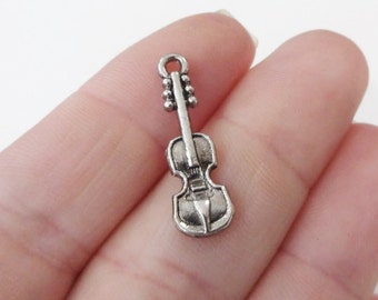 10 Charms, Violin, Charm 25x7x2mm, Hole 2mm ITEM:O6