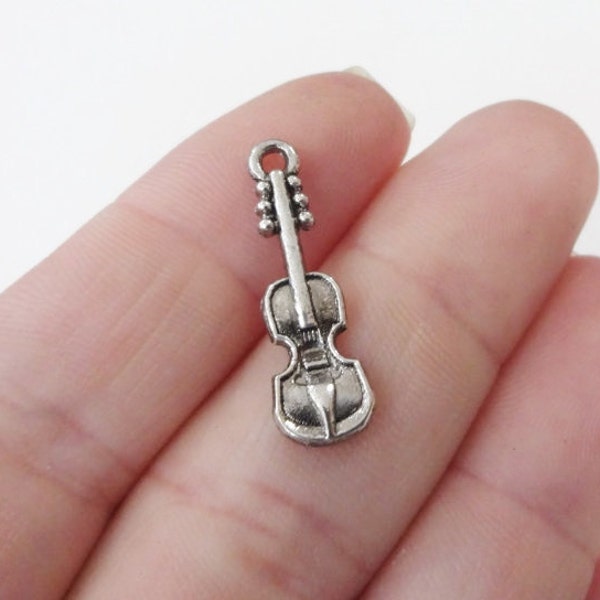 10 Charms, Violin Charms 25x7x2mm, Hole 2mm ITEM:O6