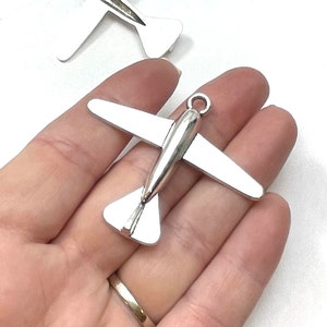 10 Charms, Airplane, Jet, Plane, Pendants, 44x51x5mm, Hole: 2.5mm SH103