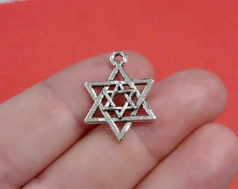 10 Charms, Star of David, Jewish Star Charms 21x15x1.5mm ITEM:BX10