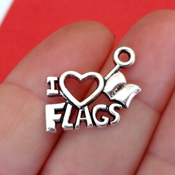 5 Charms, "I Love Flags" Color Guard, Marching Band, Charms 19x16.5mm Item:BY31