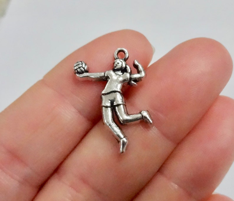 5 Charms, Volleyball Player Charm 16x24mm image 1