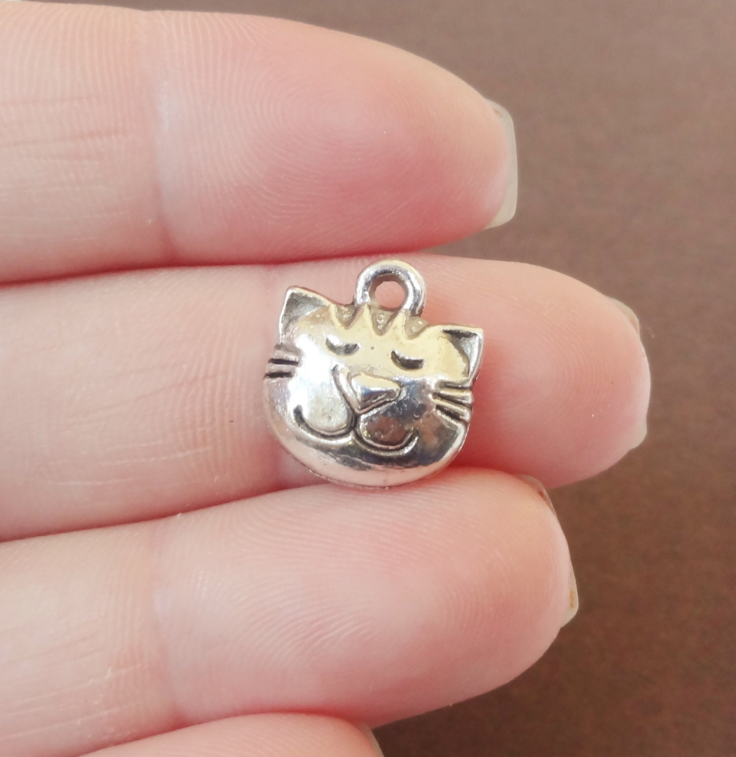 10 Charms Cat Charms 14x13x3.8mm ItemM2 Etsy