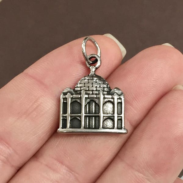 1, Building, Capital, Architecture, Monument, Taj Mahal, Charms, Pendant, Non tarnish 316 Stainless Steel, 26x17mm (including jump ring)