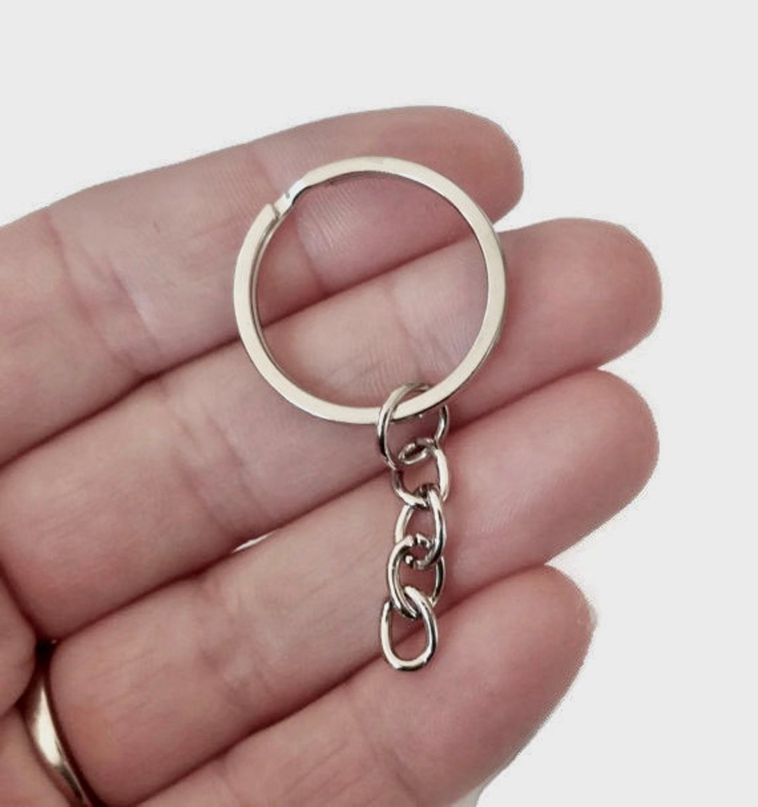 10, Key Chains, Key Rings, Round, Silver Tone, Iron Based