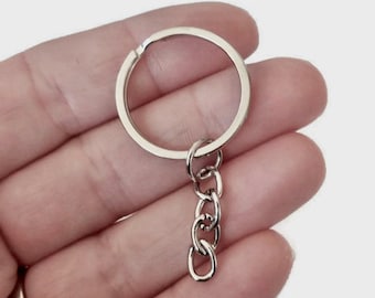10, Key Chains, Key Rings, Round, Silver Tone, Iron Based