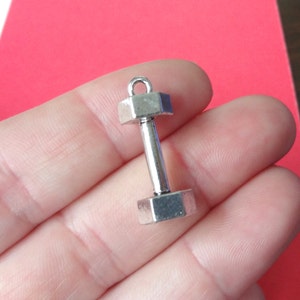 5 Charms, Barbell Weight (3D) Charms 25x10x3mm