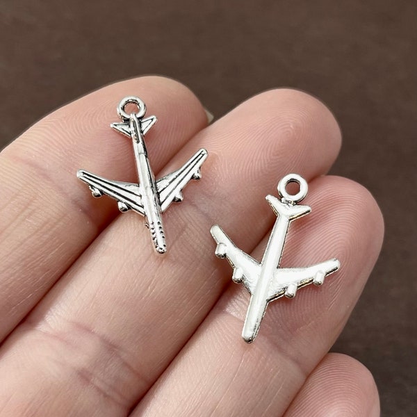 50 Charms, Airplane, Jet, Plane, Charms  22x16x3mm hole 1.5mm ITEM:BJ2