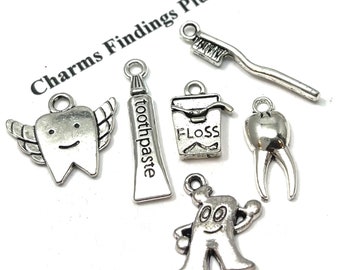 6, Assorted Dental Themed Charm Collection ITEM:AA17