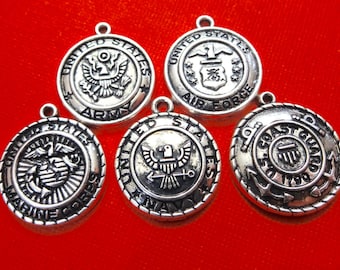 5 Charms, Military Charms, Assorted, United States, Charm 22x20mm Item:AY6