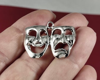 10 Charms, Comedy, Tragedy, Drama, Theater, Mask Charm 22x30x2mm SH239