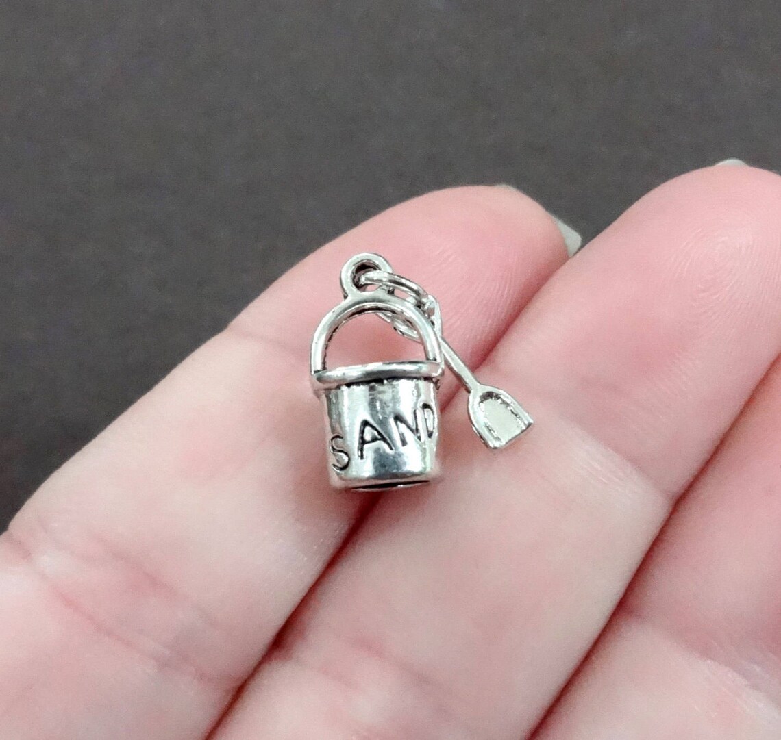 10 Charms Sand Pail Bucket Shovel Beach 3D Charm Etsy