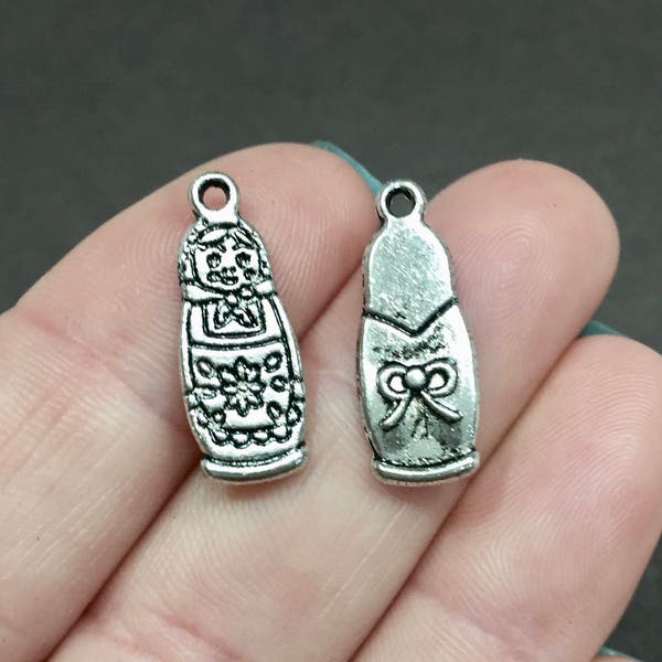 10 Charms, Russian, Nesting Doll, Charms (double sided, puffed) 8x21x2mm Hole: Approx. 2mm SH121