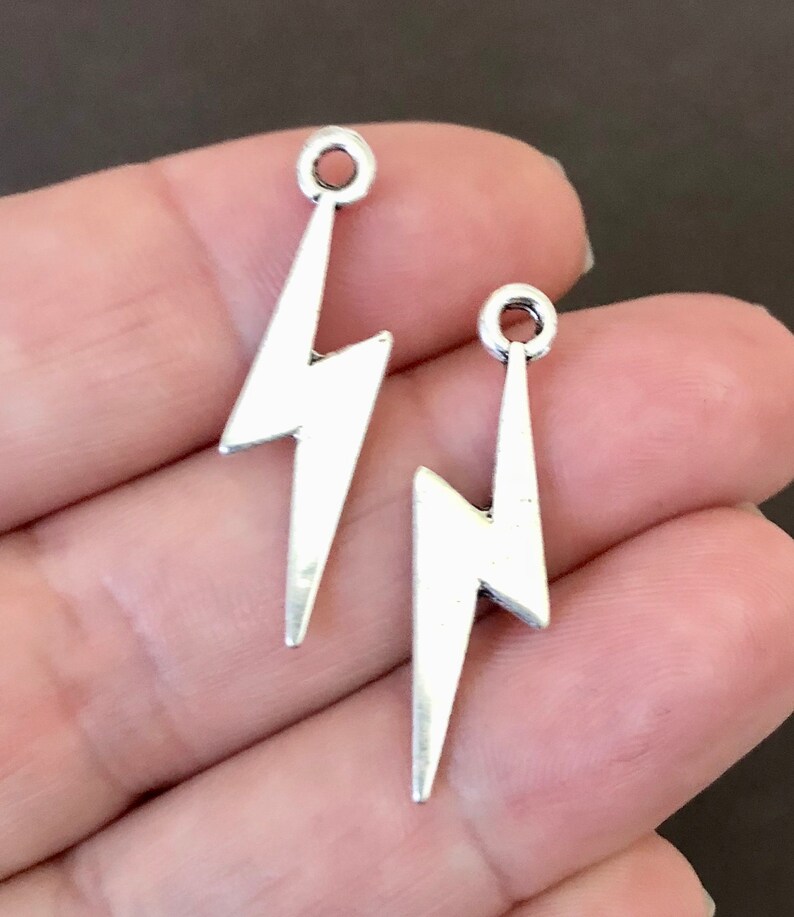 10 Lightning Bolt Charms 29x10x1.3mm Hole 2mm Etsy