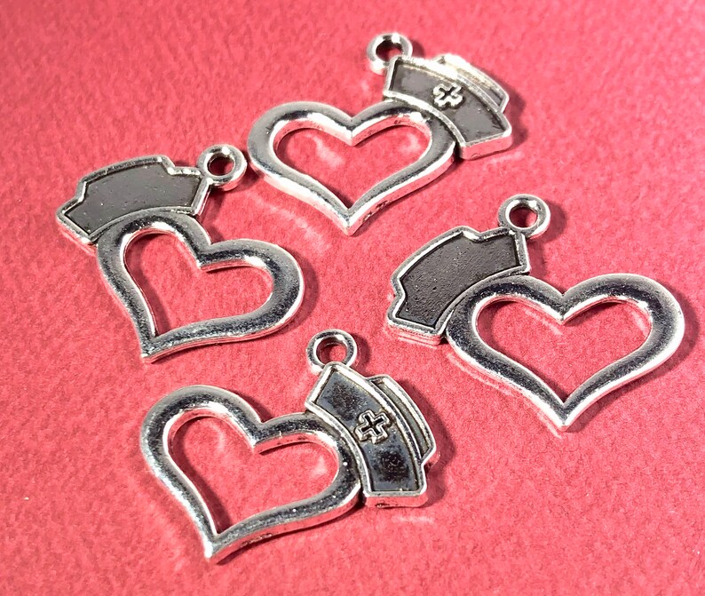 50 Bulk Nurse Hat Cap Medical Heart Charms 22x21x2mm Etsy