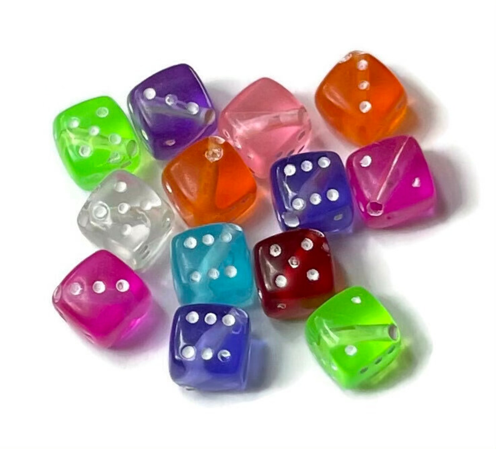 50 Beads Dice Casino Game Acrylic Beads Random Color Mix Etsy