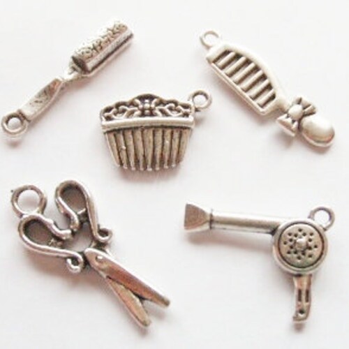 6 Charms Assorted 3D Hair Stylist Brush Comb Scissor Etsy