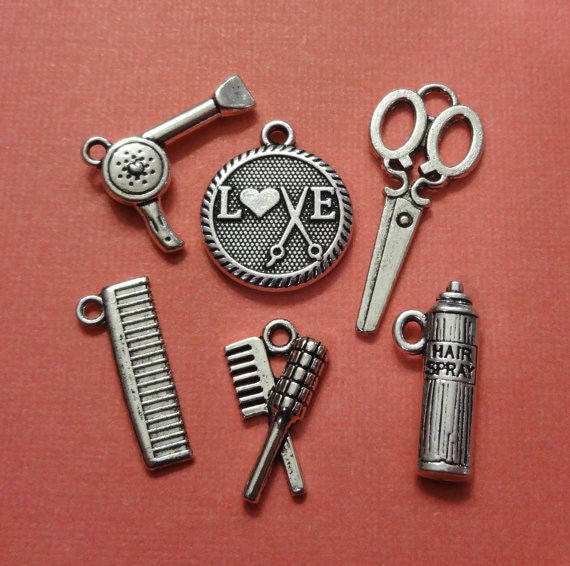 3-D Hair Blow Dryer Charm Sterling Silver Hairdresser 3-D Hair Blow Dryer Charm Sterling Silver Hairdresser